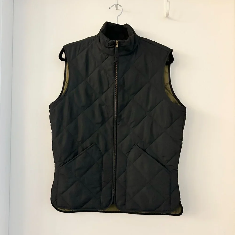 J. Crew Men's Quilted Walker Vest in Black Size S LIKE NEW